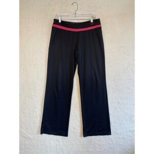 Nike Womens Black Pink Trim Wide Leg Athletic Pants Size L